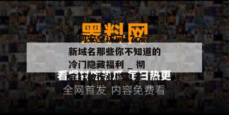 如何安全访问17c最新域名那些你不知道的冷门隐藏福利 _ 彻底打破行业信息差